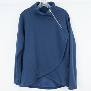 Athleta Cozy Karma Asymmetric Pullover Blue Womens M Athleisure Comfort Lounge